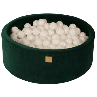 MeowBaby Round Dark Green Velvet 30cm Ball Pit with 200 balls