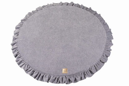 MeowBaby Round Velvet Play Mat with frill for Toddlers and Babies Crawling