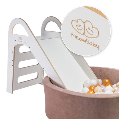 MeowBaby White Toddler Wooden Scandi-style Slide