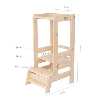 MeowBaby Toddler Wooden Kitchen Helper - Learning tower Wooden Style