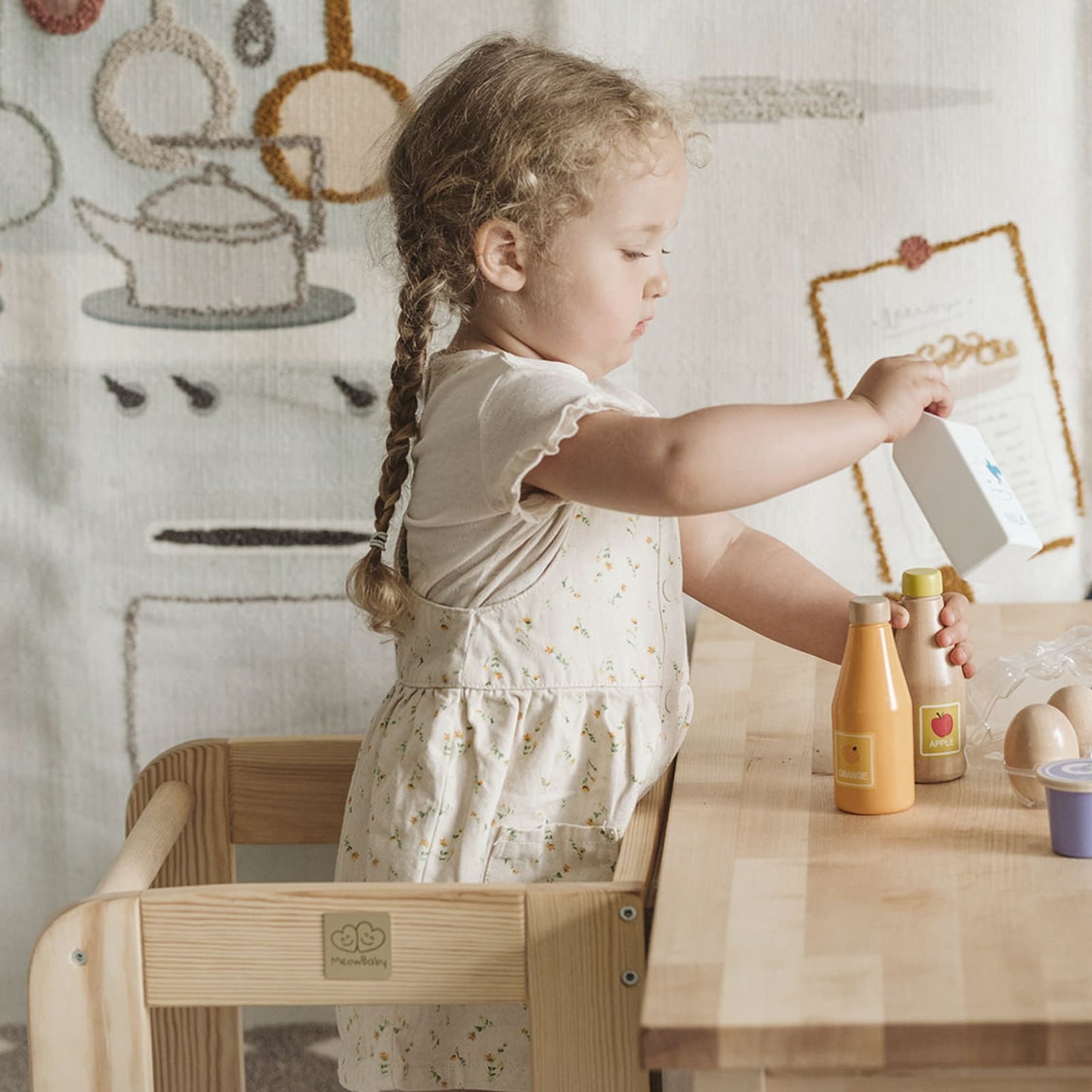 MeowBaby Toddler Wooden Kitchen Helper - Learning tower