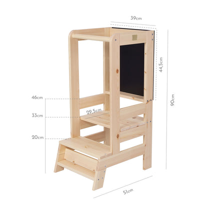 MeowBaby Toddler Wooden Kitchen Helper - Learning tower with blackboard