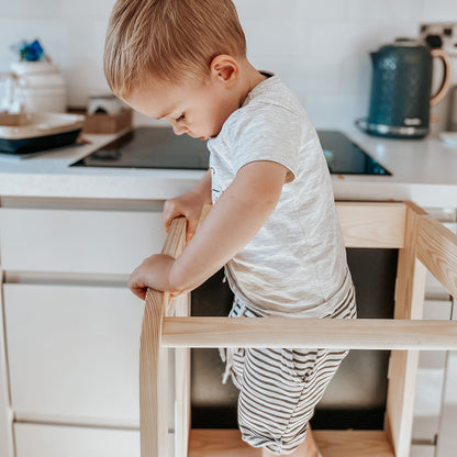 MeowBaby Toddler Wooden Kitchen Helper - Learning tower with blackboard