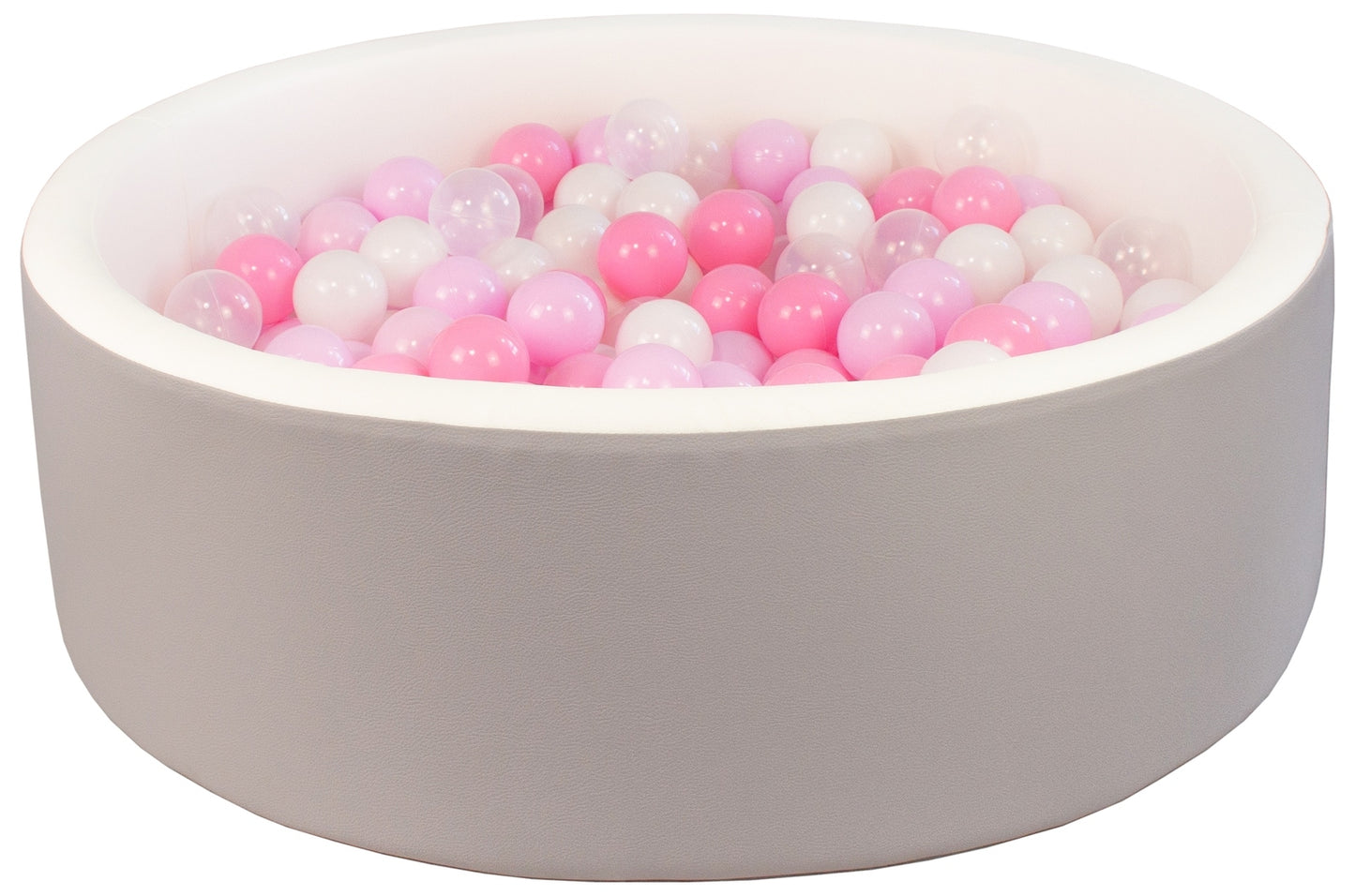 Grey Round Eco Leather Ball Pit with balls