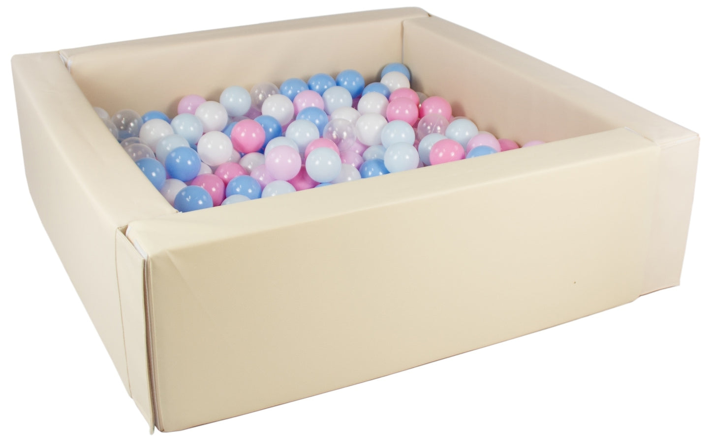 Square Ball Pit in Eco Leather with 200 balls - Beige