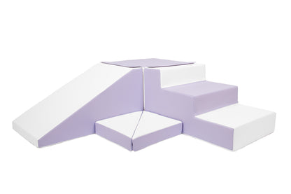 Purple soft play steps designed for toddlers.