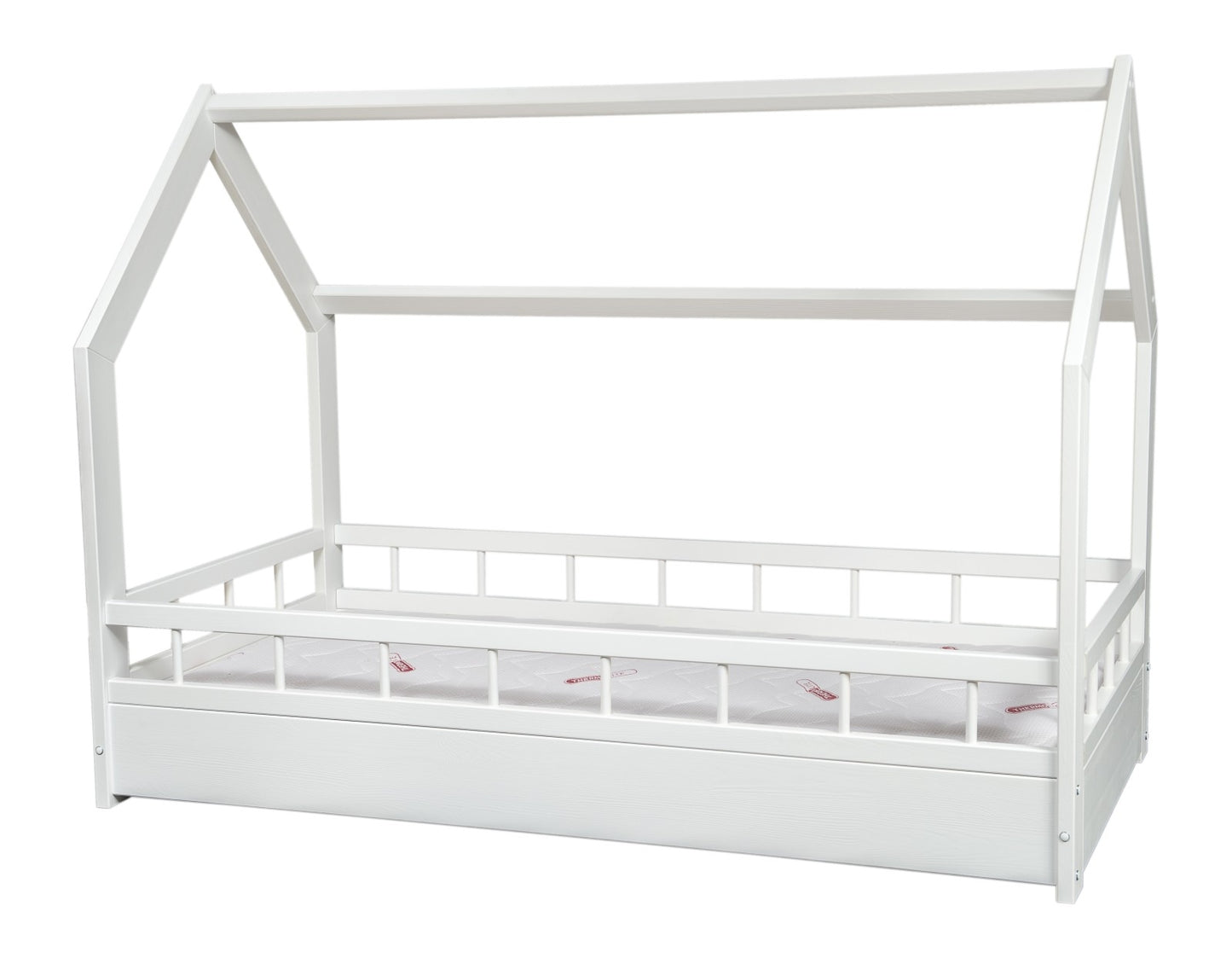 Toddler Wooden House Bed with Barriers