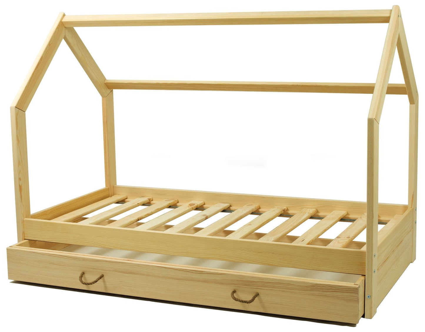 Toddler Wooden House Bed with Drawers