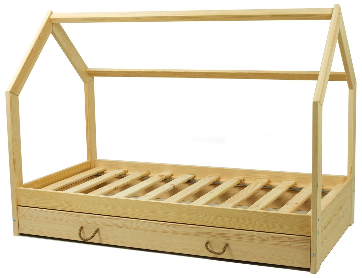 Toddler Wooden House Bed with Drawers