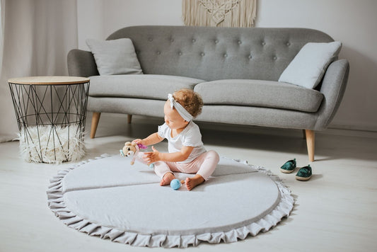 Grey Soft Cotton Round Toddlers and Babies Crawling Play Mat