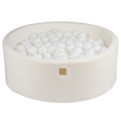 Premium MeowBaby Round White Velvet 30cm Ball Pit with 250 balls