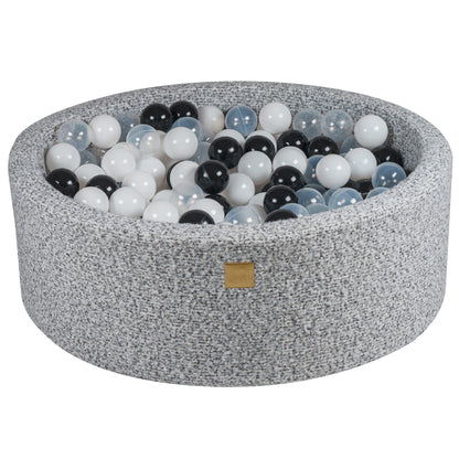 Premium MeowBaby Grey Round Boucle 30cm Ball Pit with 200 balls