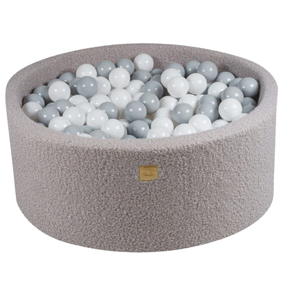 Premium MeowBaby Marled Grey Round Boucle 40cm Ball Pit with 300 balls