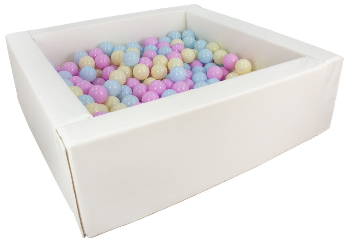 Square Ball Pit in Eco Leather with 200 balls - White