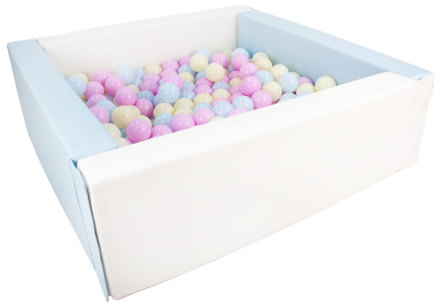 Square Ball Pit in Eco Leather with 200 balls - Blue & White