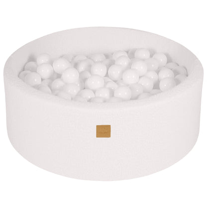 Premium MeowBaby White Round Boucle 30cm Ball Pit with 200 balls