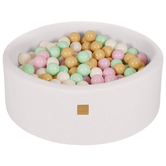 Premium MeowBaby White Round Boucle 30cm Ball Pit with 200 balls