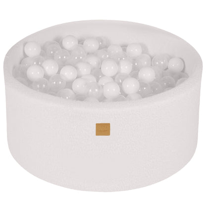 Premium MeowBaby White Round Boucle 40cm Ball Pit with 300 balls