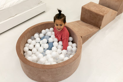 MeowBaby Beige Velvet Ball pit with 30cm with 200 balls & Soft Play Set