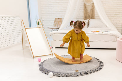 MeowBaby Round Velvet Play Mat with frill for Toddlers and Babies Crawling