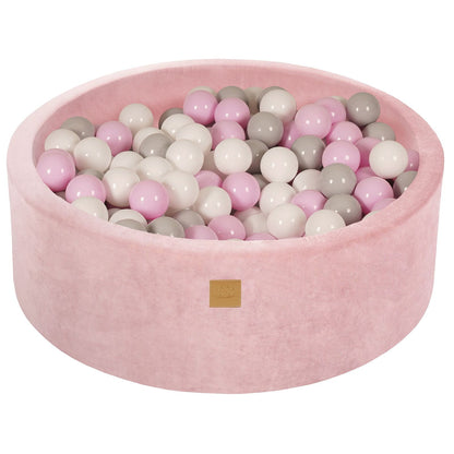 MeowBaby Round Pink Velvet 30cm Ball Pit with 200 balls