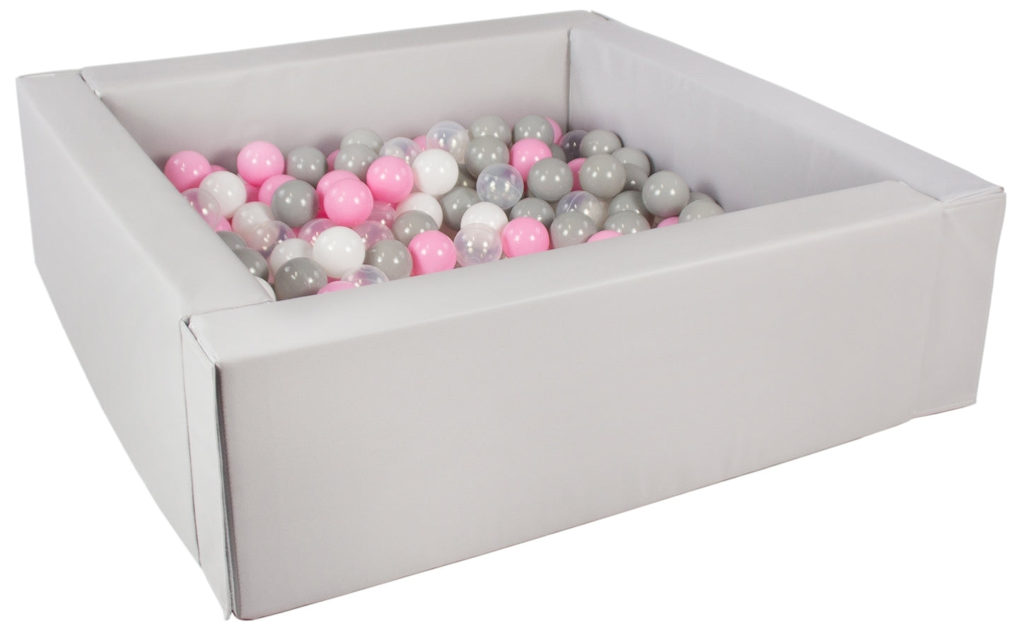 Square Ball Pit in Eco Leather with 200 balls - Grey