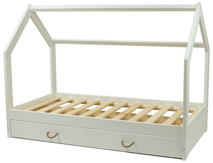 Toddler Wooden House Bed with Drawers