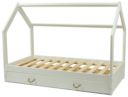 Toddler Wooden House Bed with Drawers