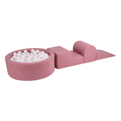 MeowBaby Pink Boucle Ball pit 30cm with 200 balls & Soft Play Set