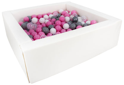 Square Ball Pit in Eco Leather with 200 balls - White