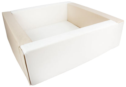 Square Ball Pit in Eco Leather with 200 balls - Beige & White