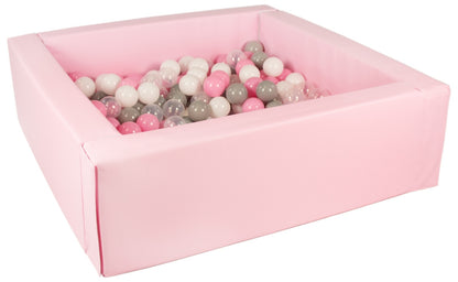 Square Ball Pit in Eco Leather with 200 balls - Pink