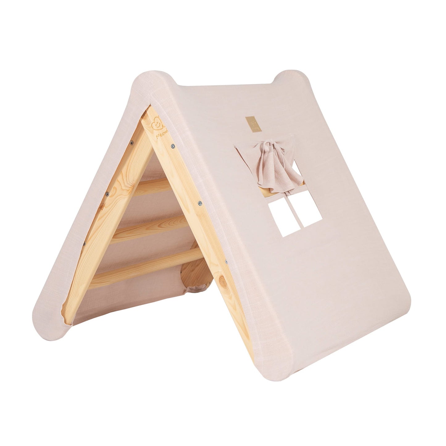 MeowBaby Pink Toddler House Wooden Montessori Ladder with Linen cover