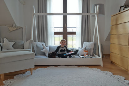 Toddler Wooden Teepee Scandi-Style Bed & Premium Mattress