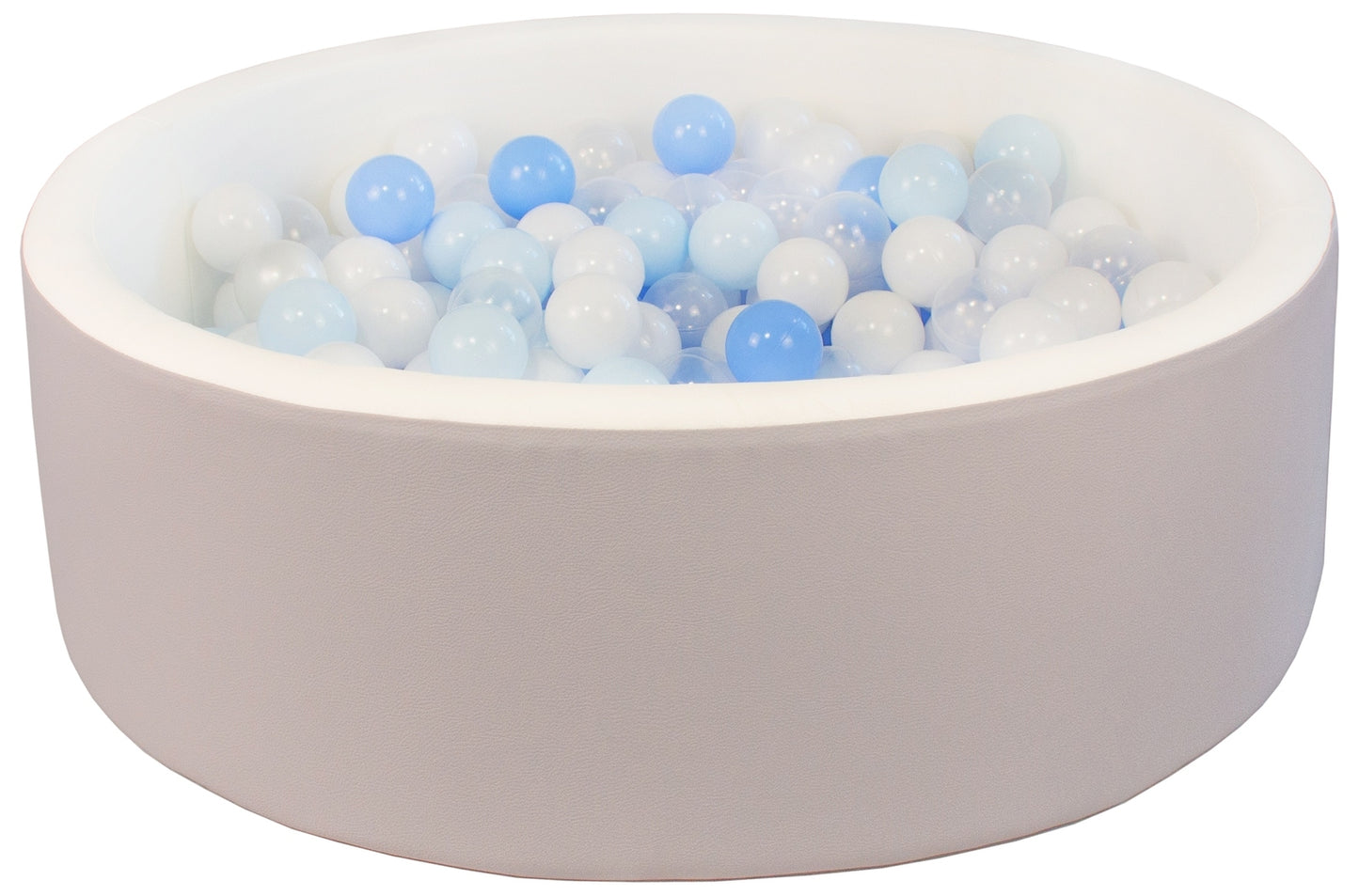 Grey Round Eco Leather Ball Pit with balls