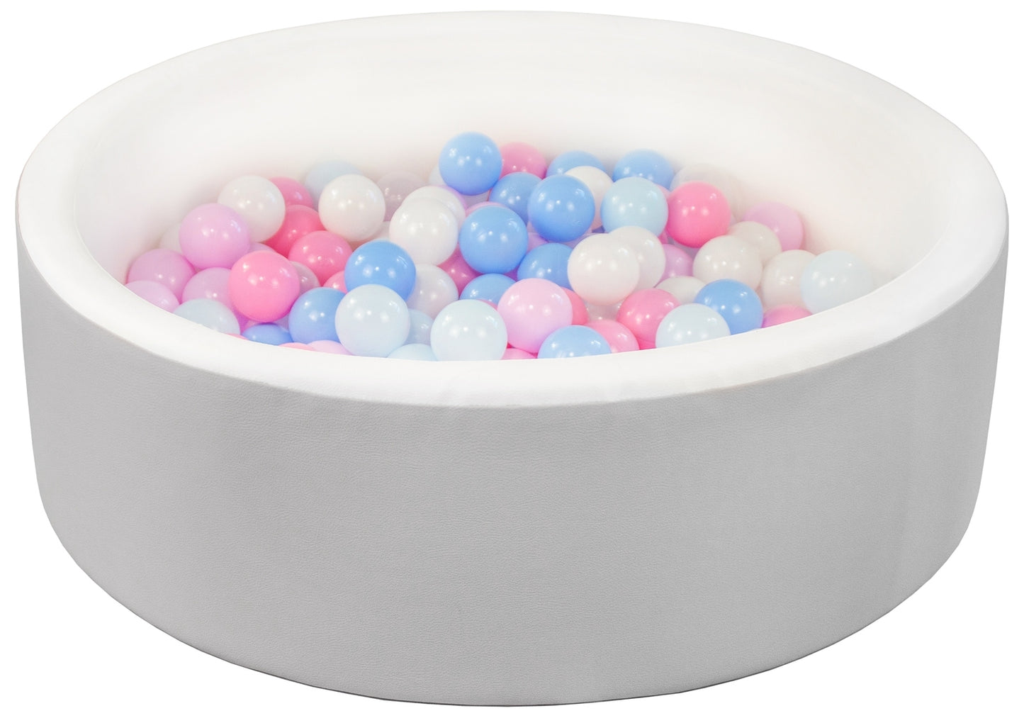 Grey Round Eco Leather Ball Pit with balls