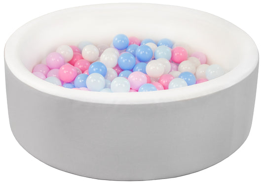 Grey Round Eco Leather Ball Pit with balls